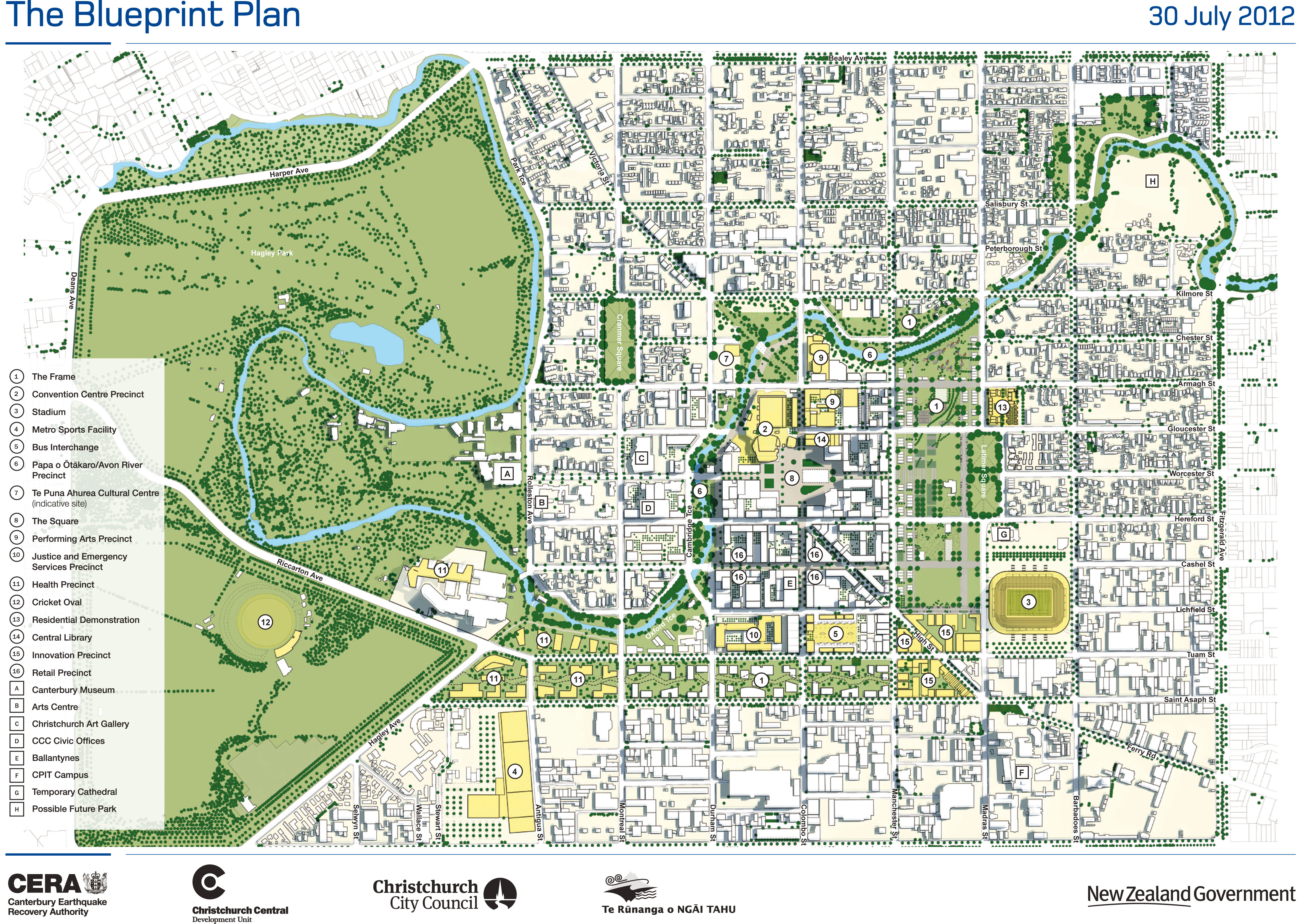 Le plan directeur de la reconstruction de Christchurch (New Zealand Government)