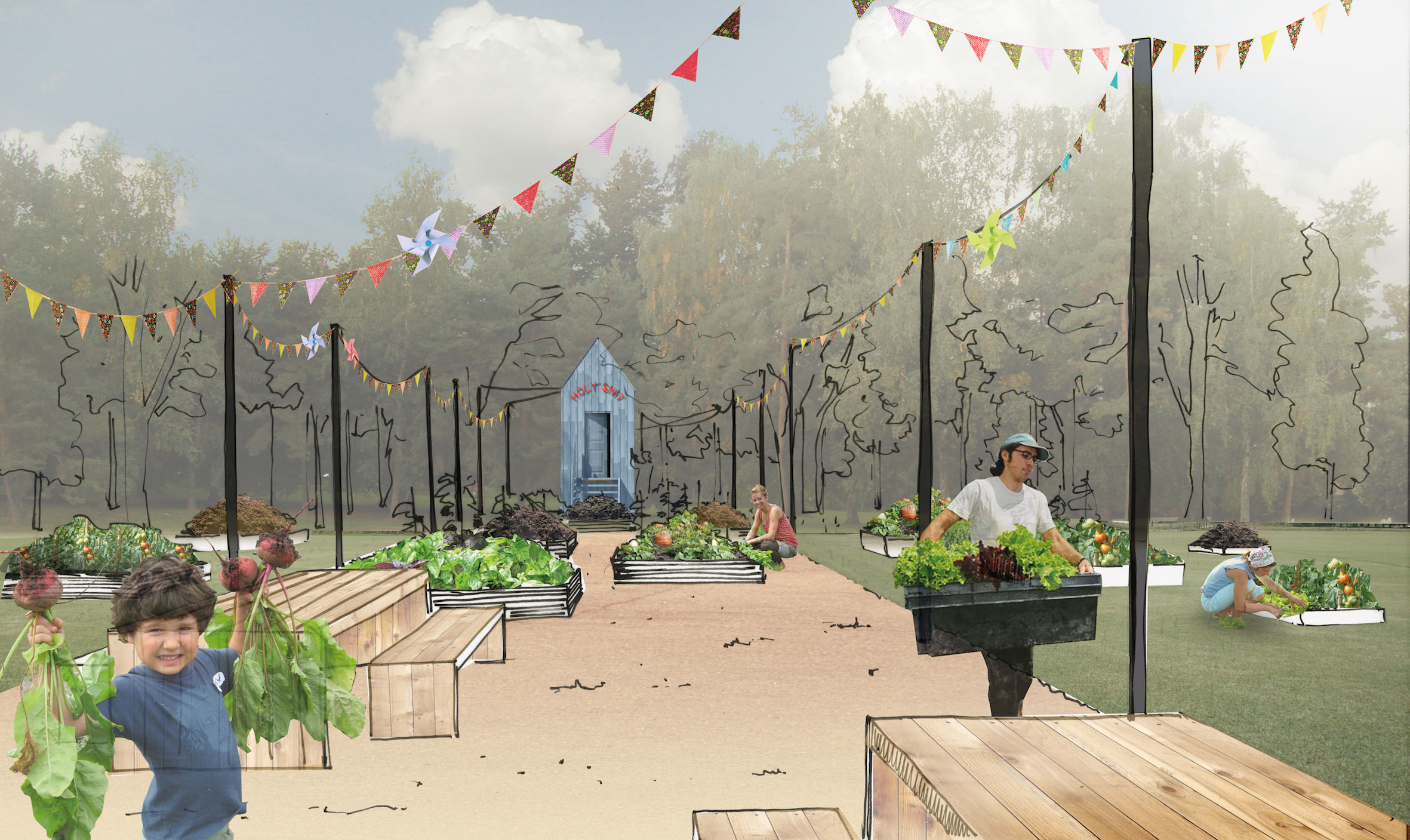 Le Jardin digestif mêle production, consommation et élimination avec humour et dans un lieu à l’atmosphère festive.