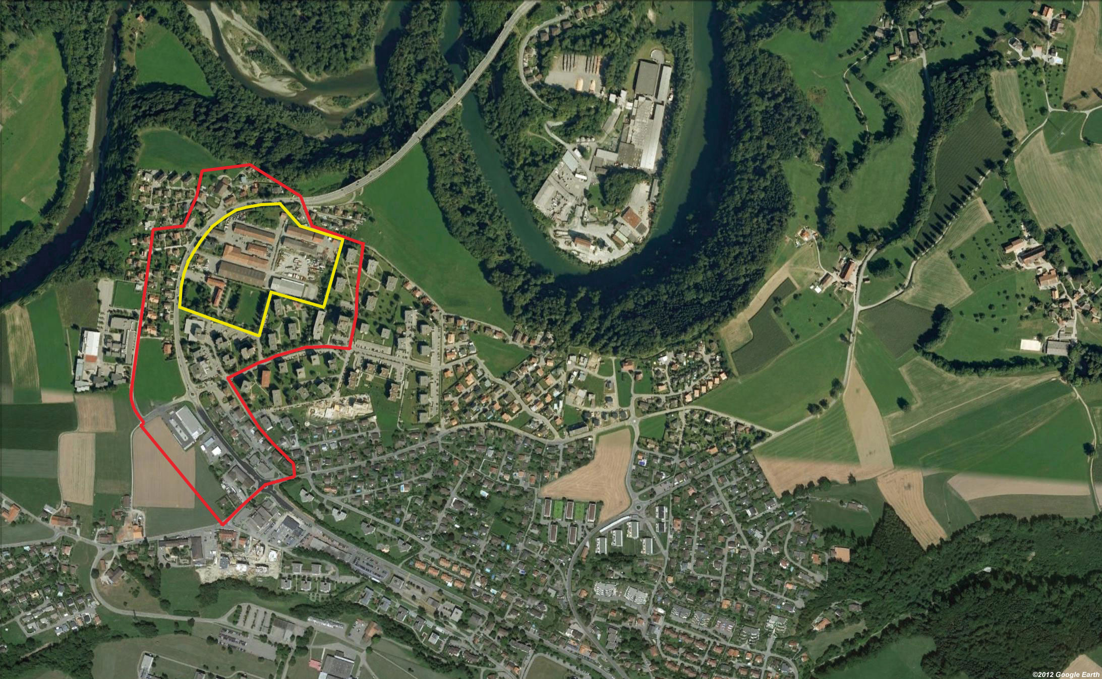 Site de Couvet, dans le canton de Neuchâtel?: Dubied-site, de part et d’autre de l’Areuse