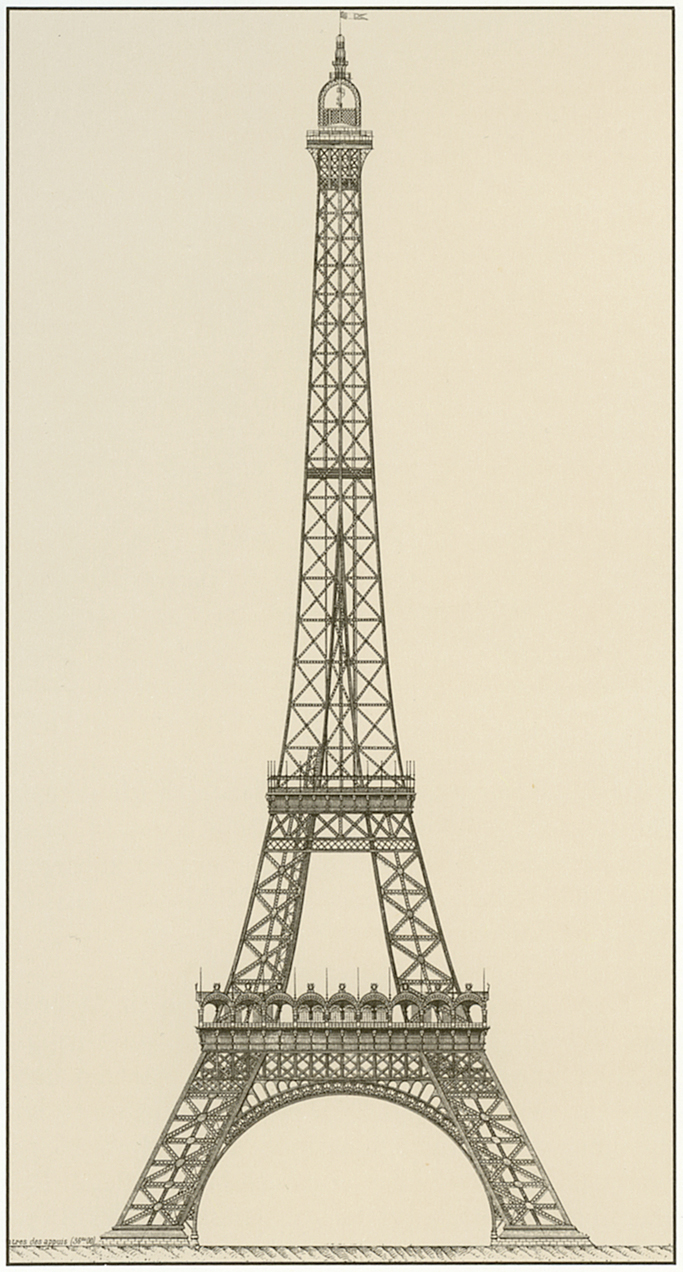 C'est l'arc de triomphe décoratif sous la première plateforme qui donne à la tour qui ressemble en fait à un gigantesque mât d'antenne son caractère festif.