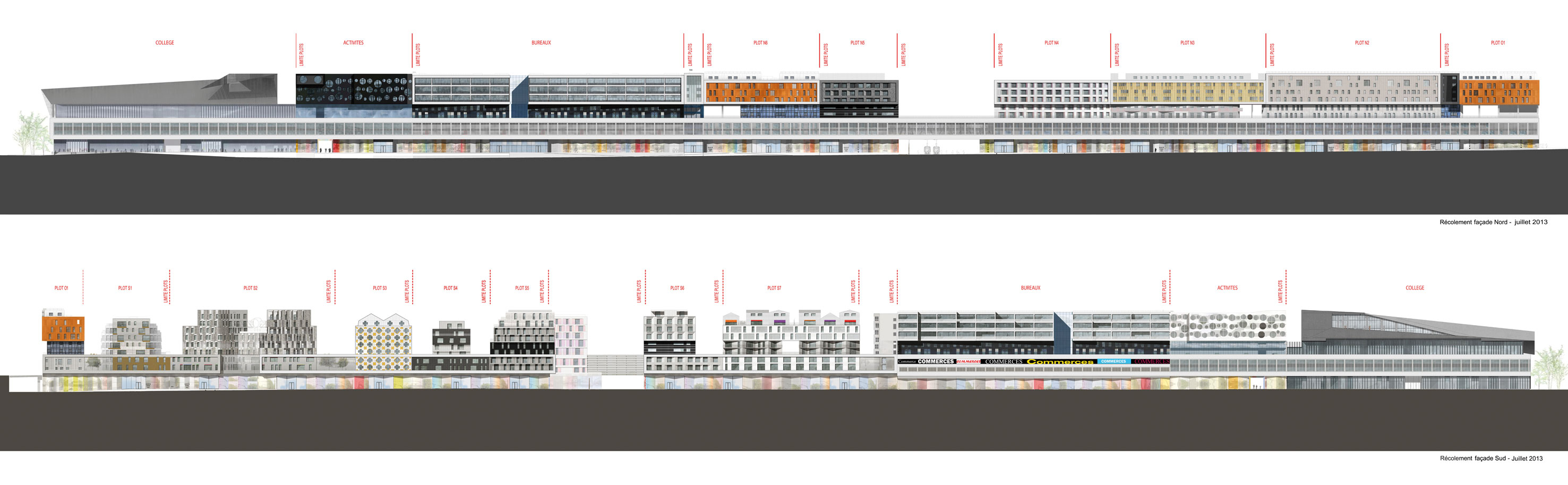 Récolement des façades longitudinales nord et sud, juillet 2013 (Document: FAA XDGA