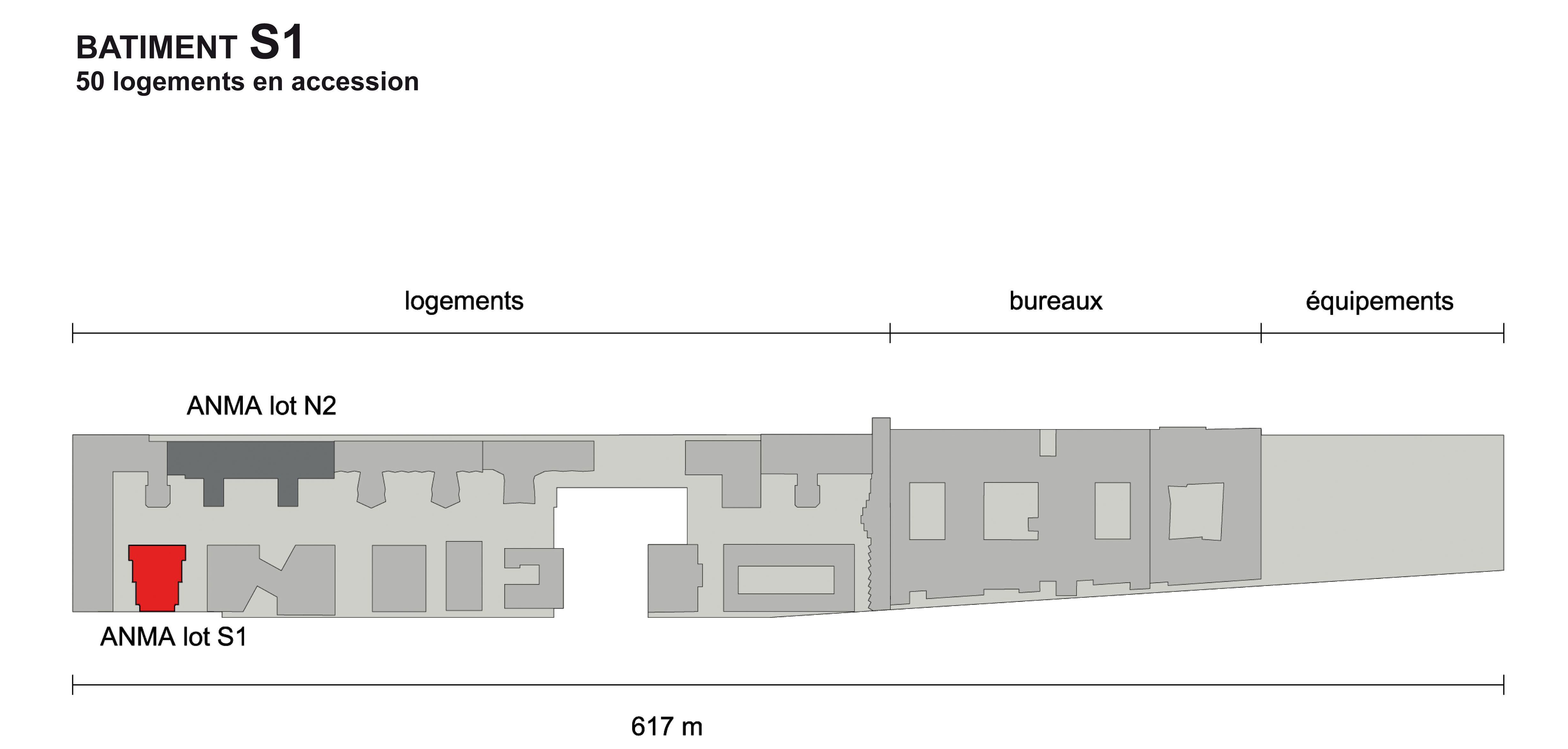 Implantation des lots N2 et S1 sur le plan général de l’entrepôt Macdonald