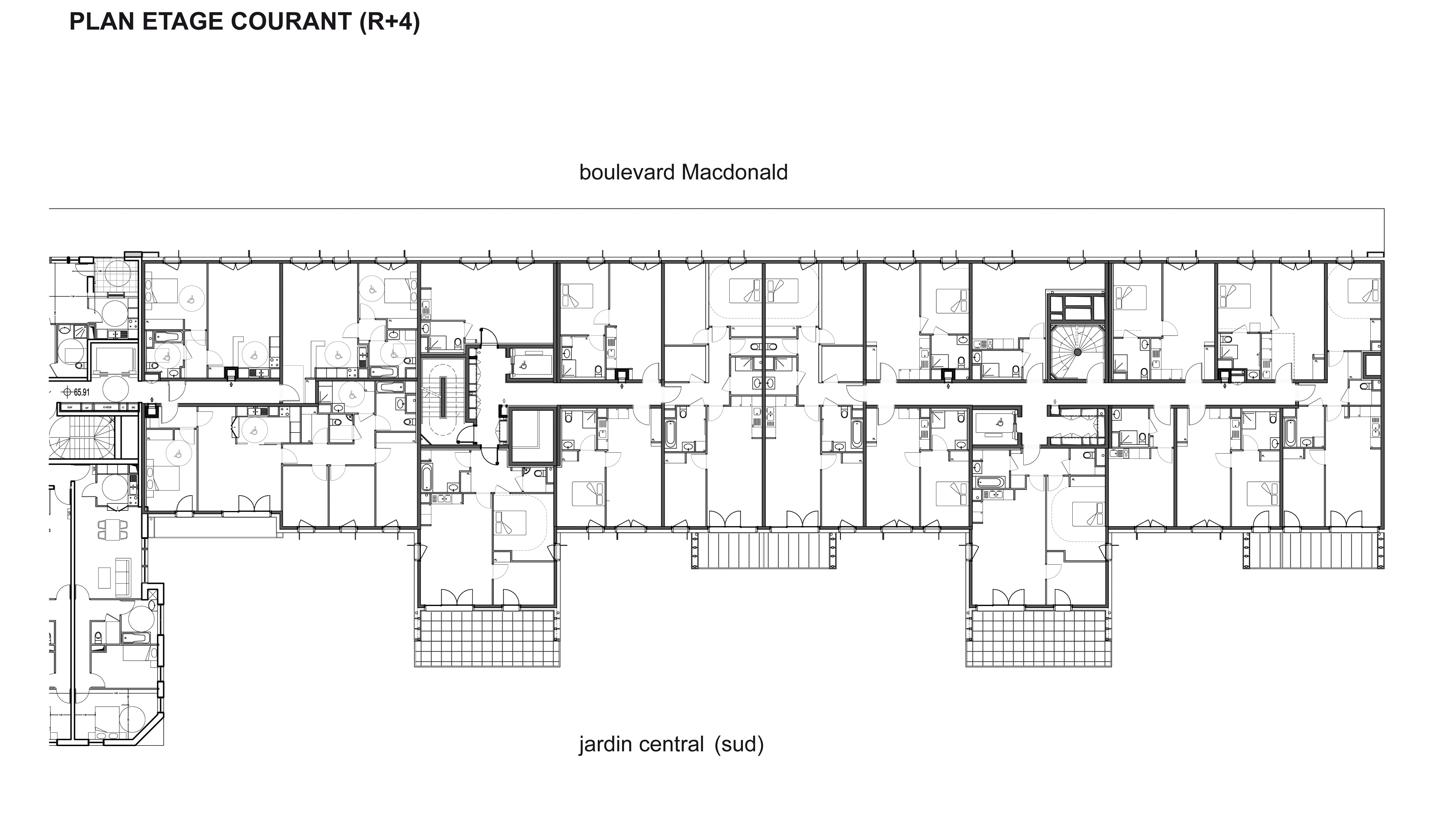 Plan étage courant (bâtiment N2)