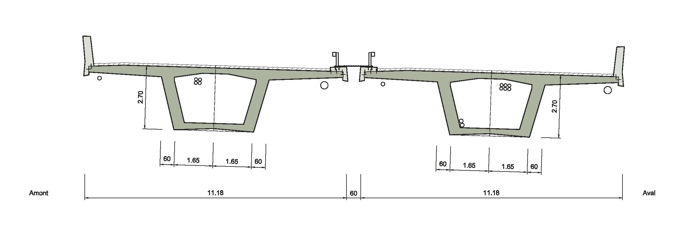 Coupe transversale des tabliers