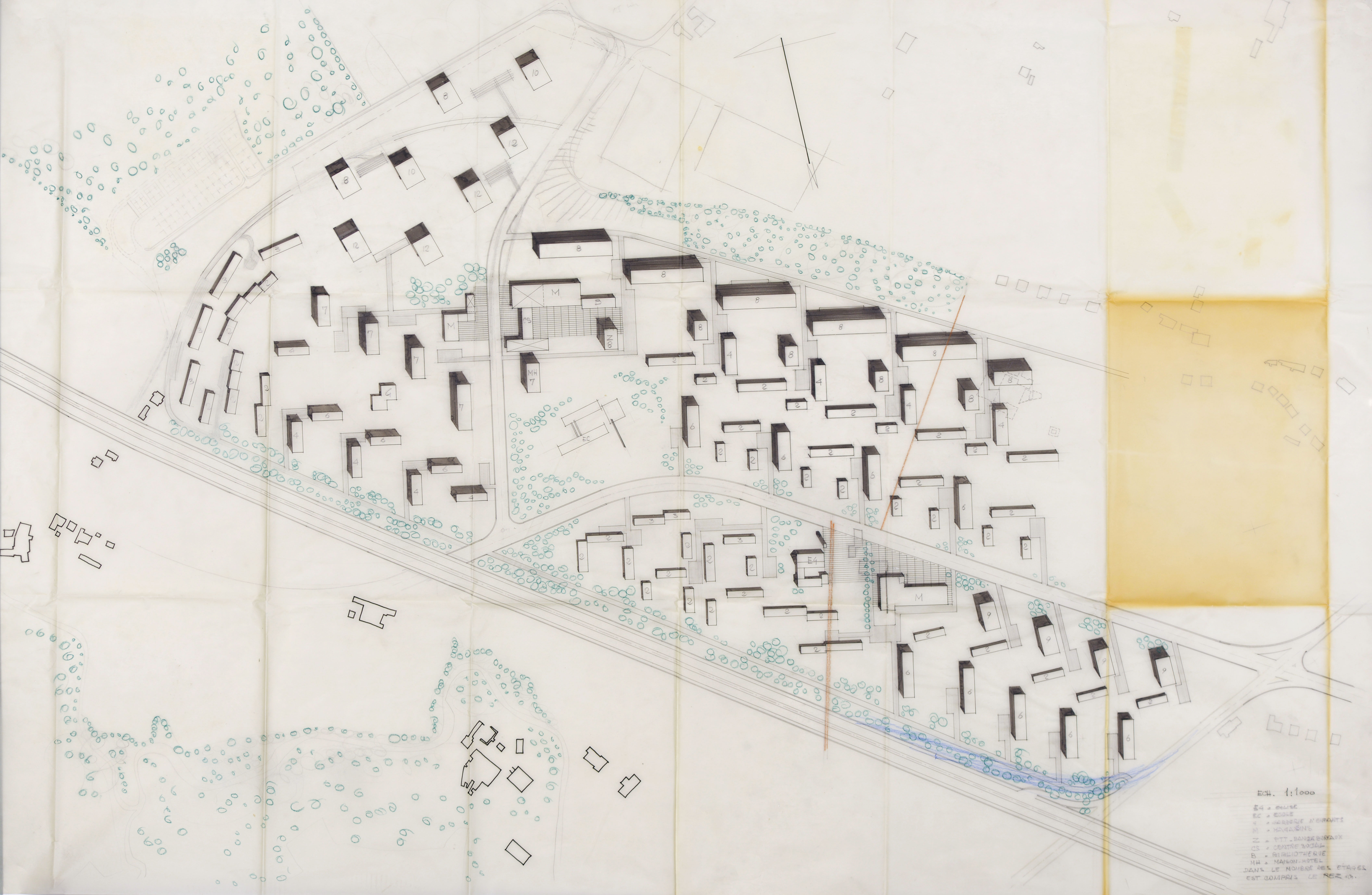 Extrait de la vaste étude réalisée par Jean Tschumi dans le secteur de Chavannes-près-Renens, env. 1960.