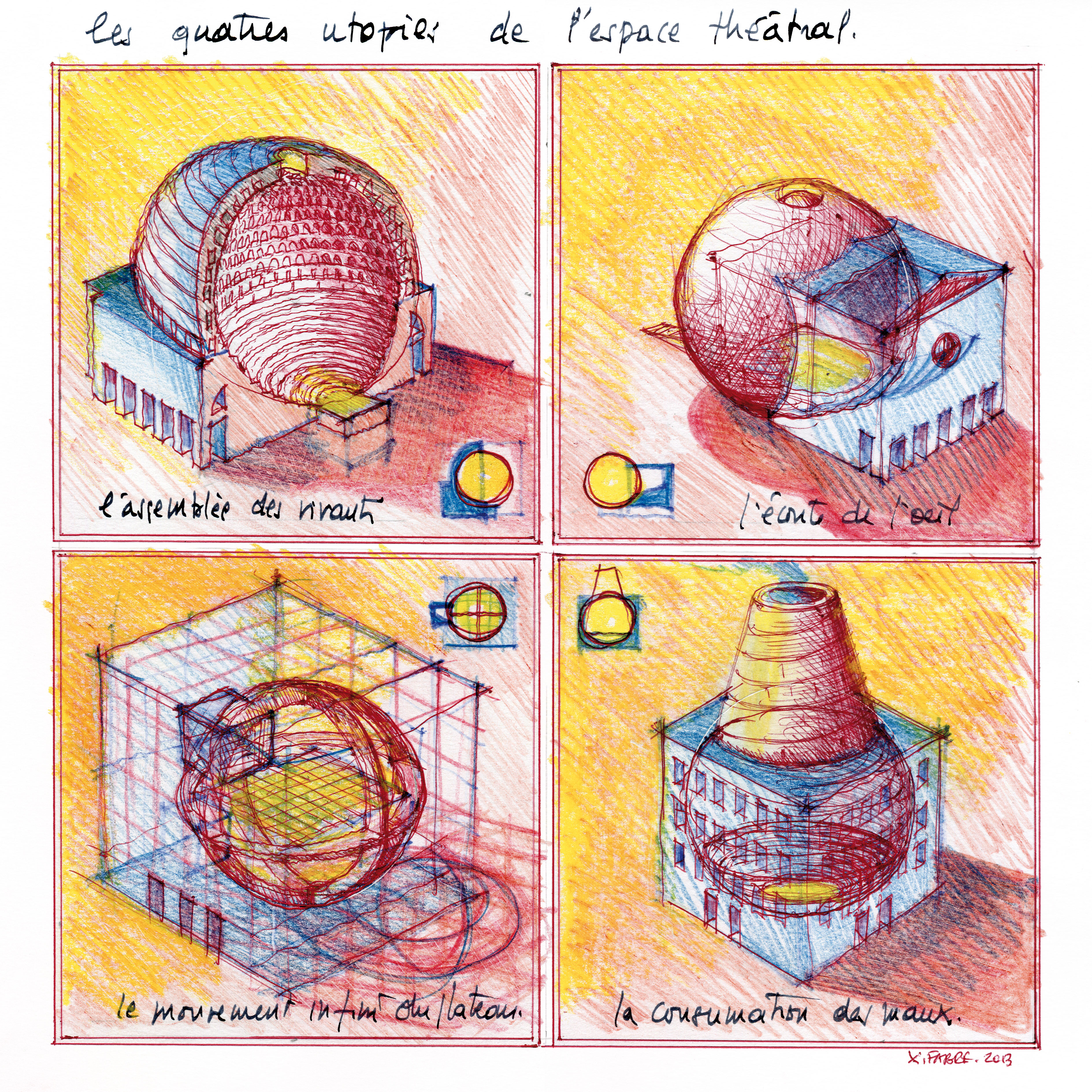 Xavier Fabre, Les quatre utopies de l’espace théâtral, 2013