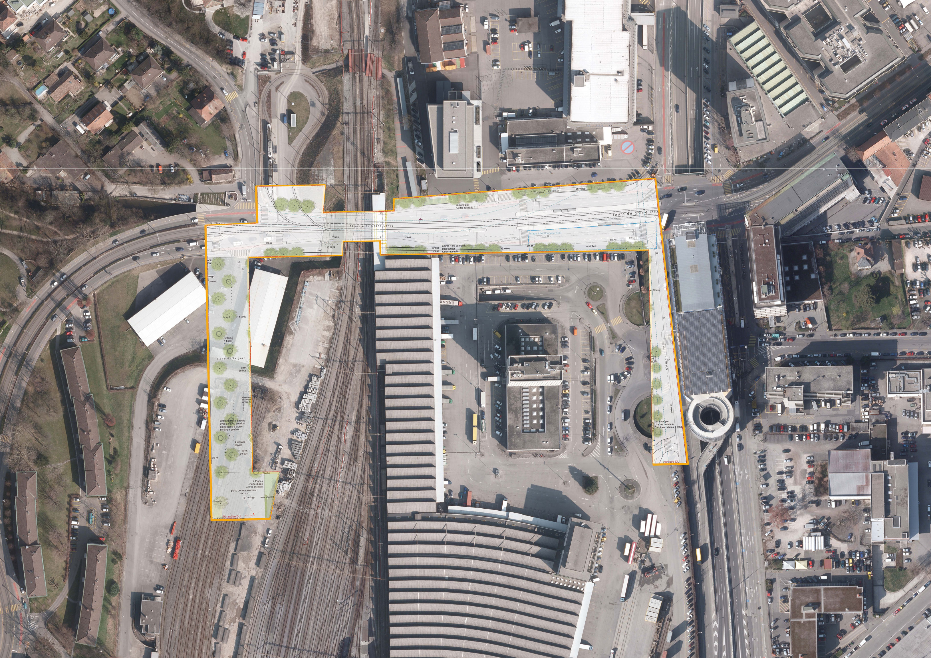 Orthophoto du projet des espaces publics de Lancy-Pont-Rouge