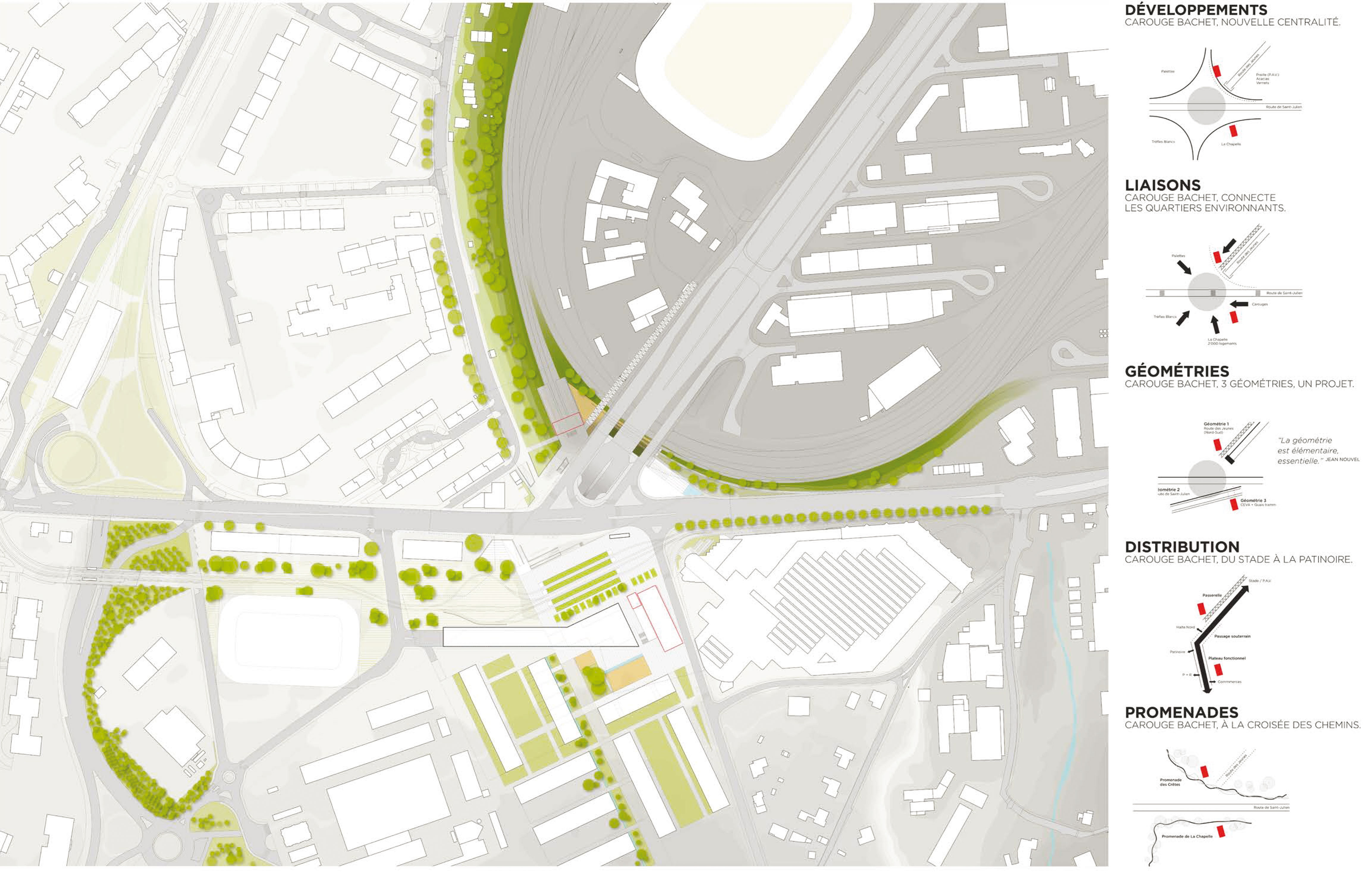 Perspective de l'aménagement des espaces publics autour de la halte CEVA (avant-projet juin 2013)