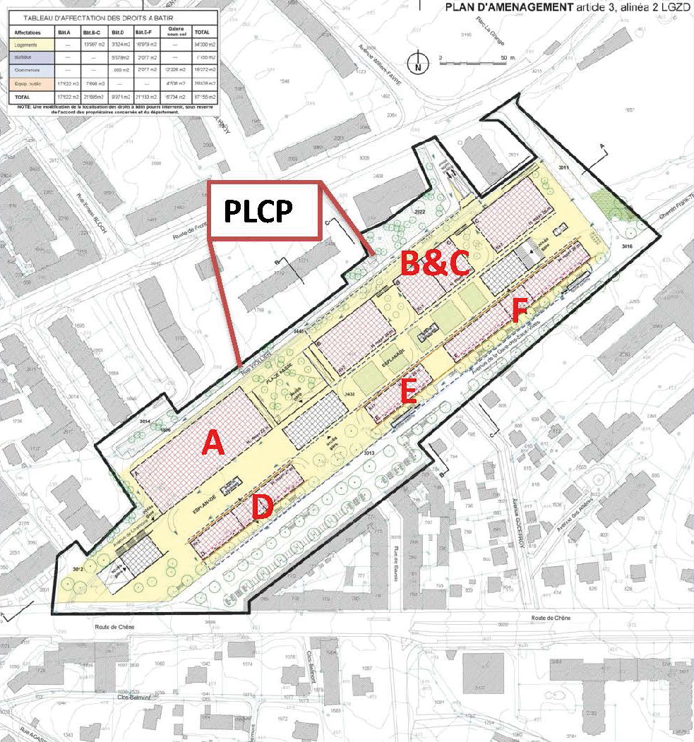 Répartition des différents lots sur le périmètre de l’interface des Eaux-Vives
