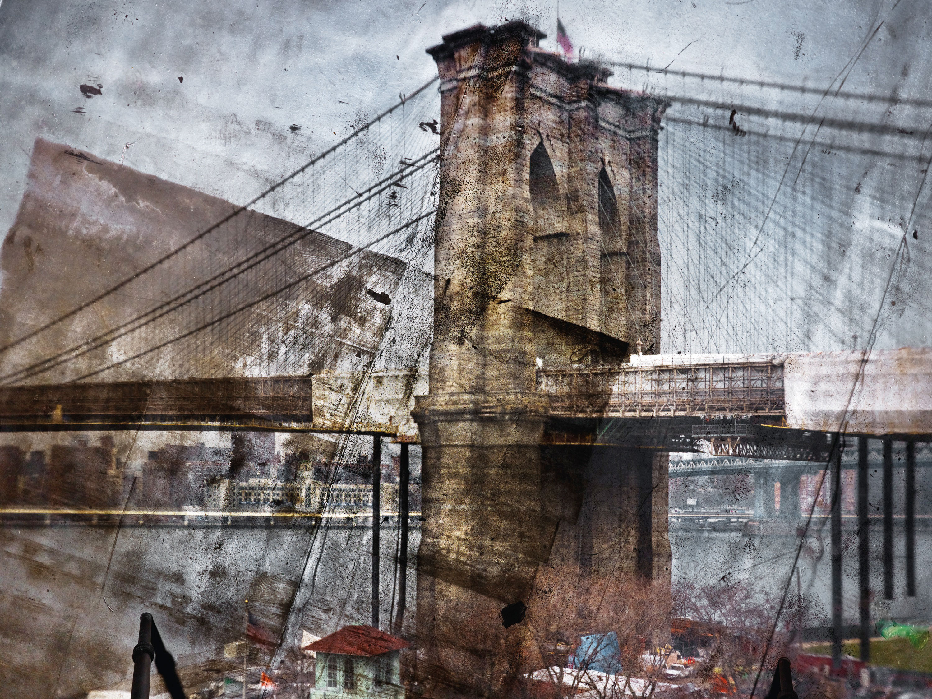 Tent-Camera Image on Ground?: Rooftop View of the Brooklyn Bridge, 2011 (Abelardo Morell)