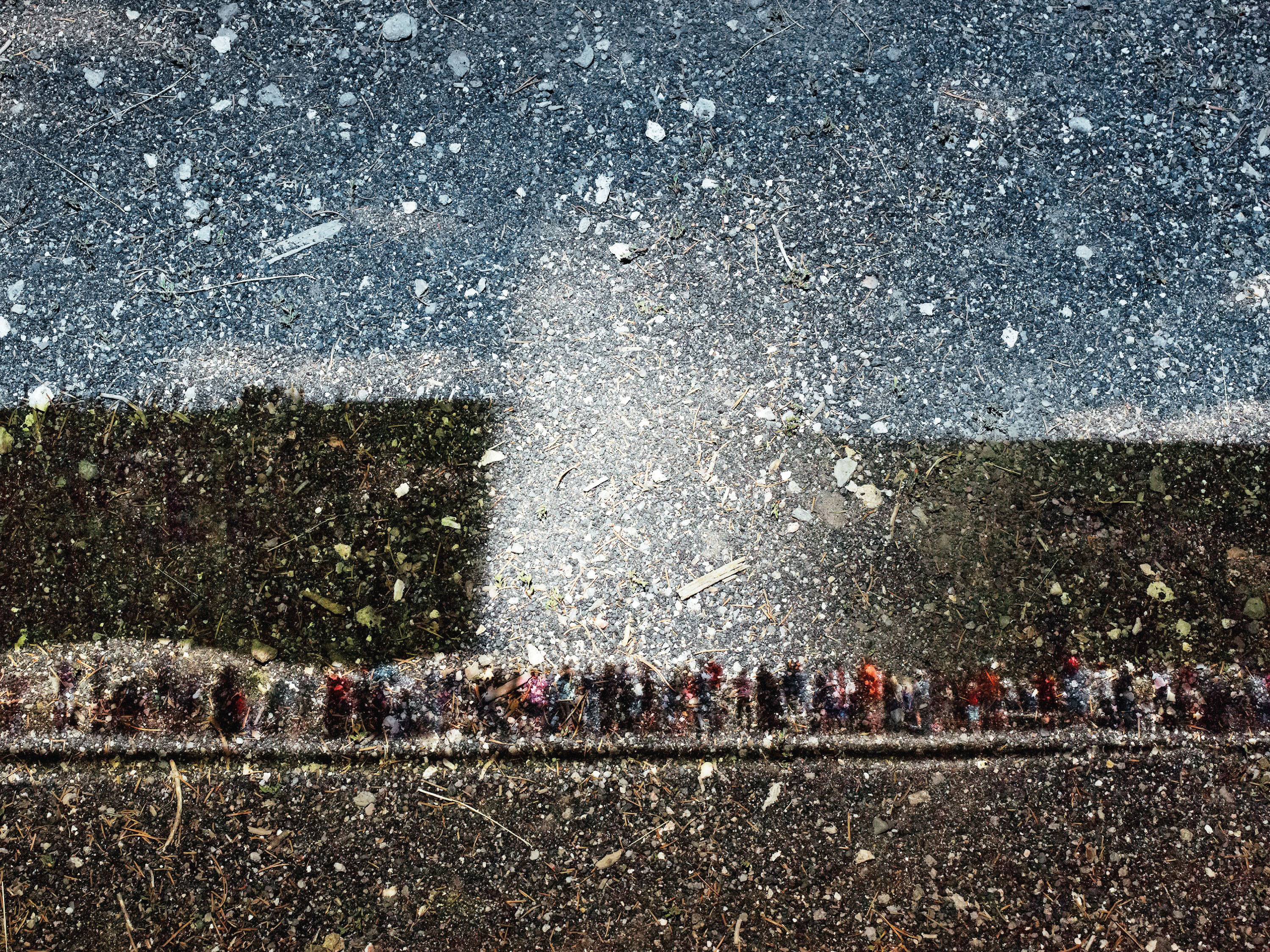 Tent-Camera Image on Ground?: View of Old Faithful Geyser, Yellowstone National Park, Wyoming, 2011 (Abelardo Morell)