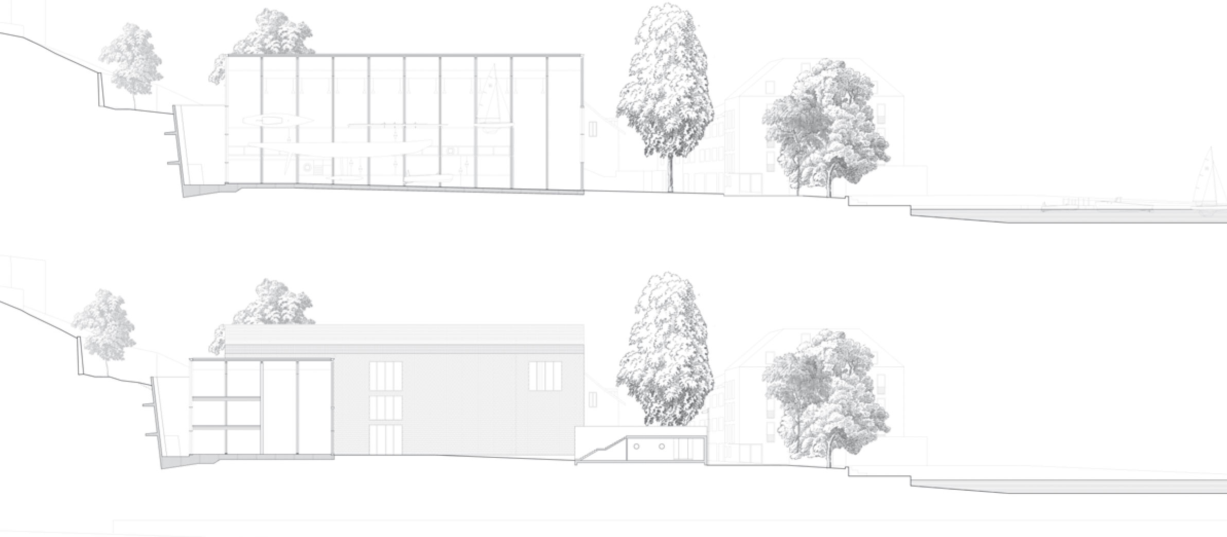 TOUCAN, coupe et élévation (Studio Mumbai et PioveneFabi)