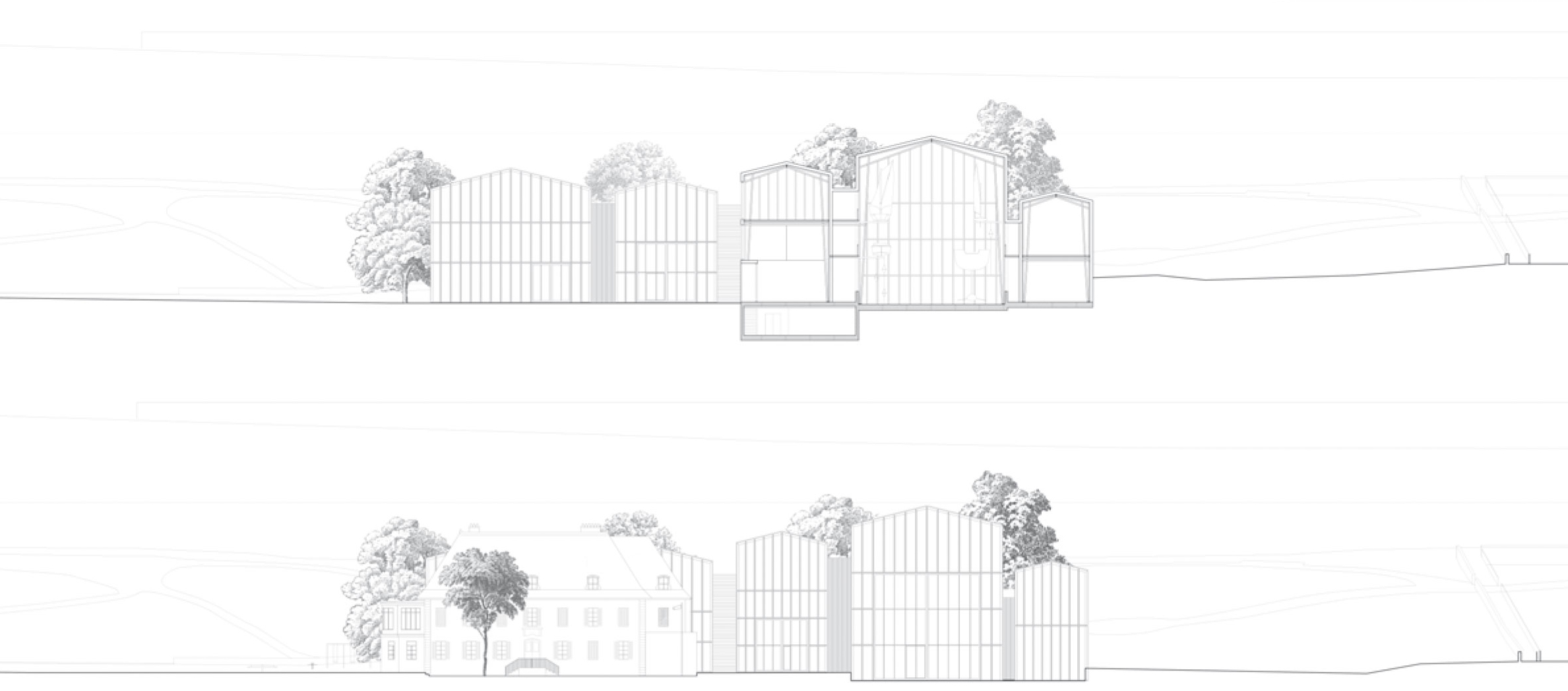 TOUCAN, coupe et élévation (Studio Mumbai et PioveneFabi)