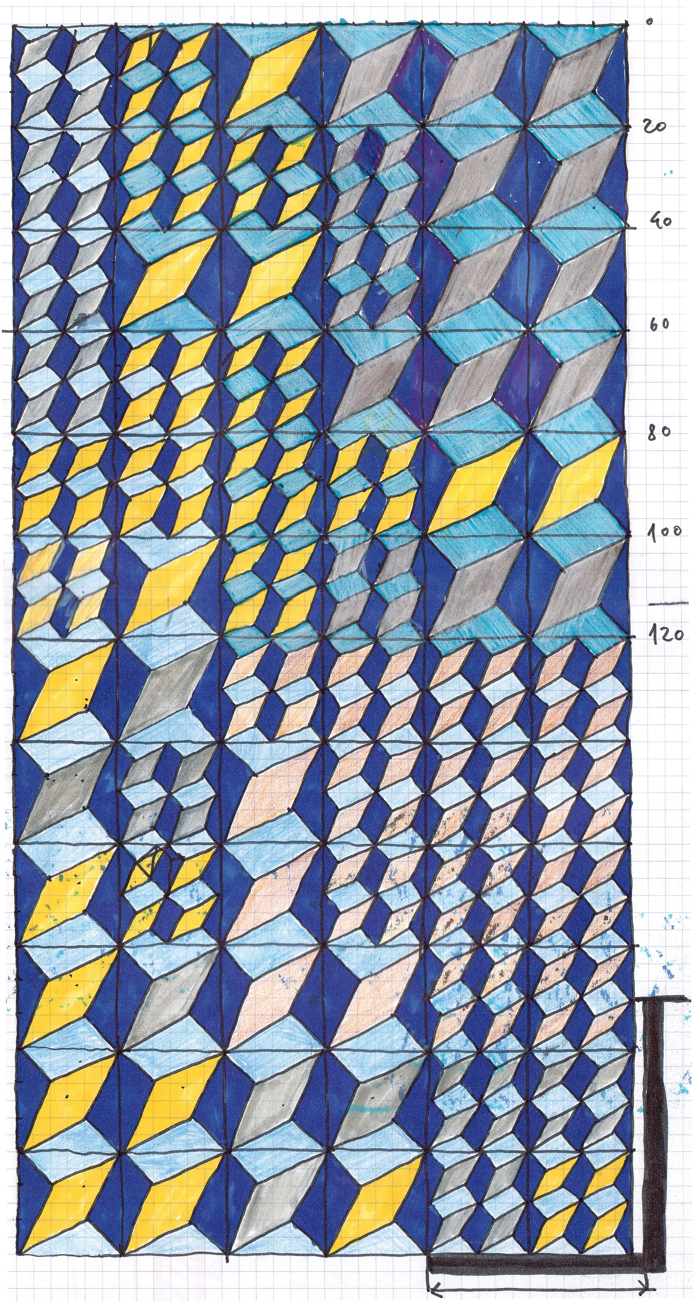 Etude chromatique pour la composition des carreaux (Aspasia Kouzoupi)