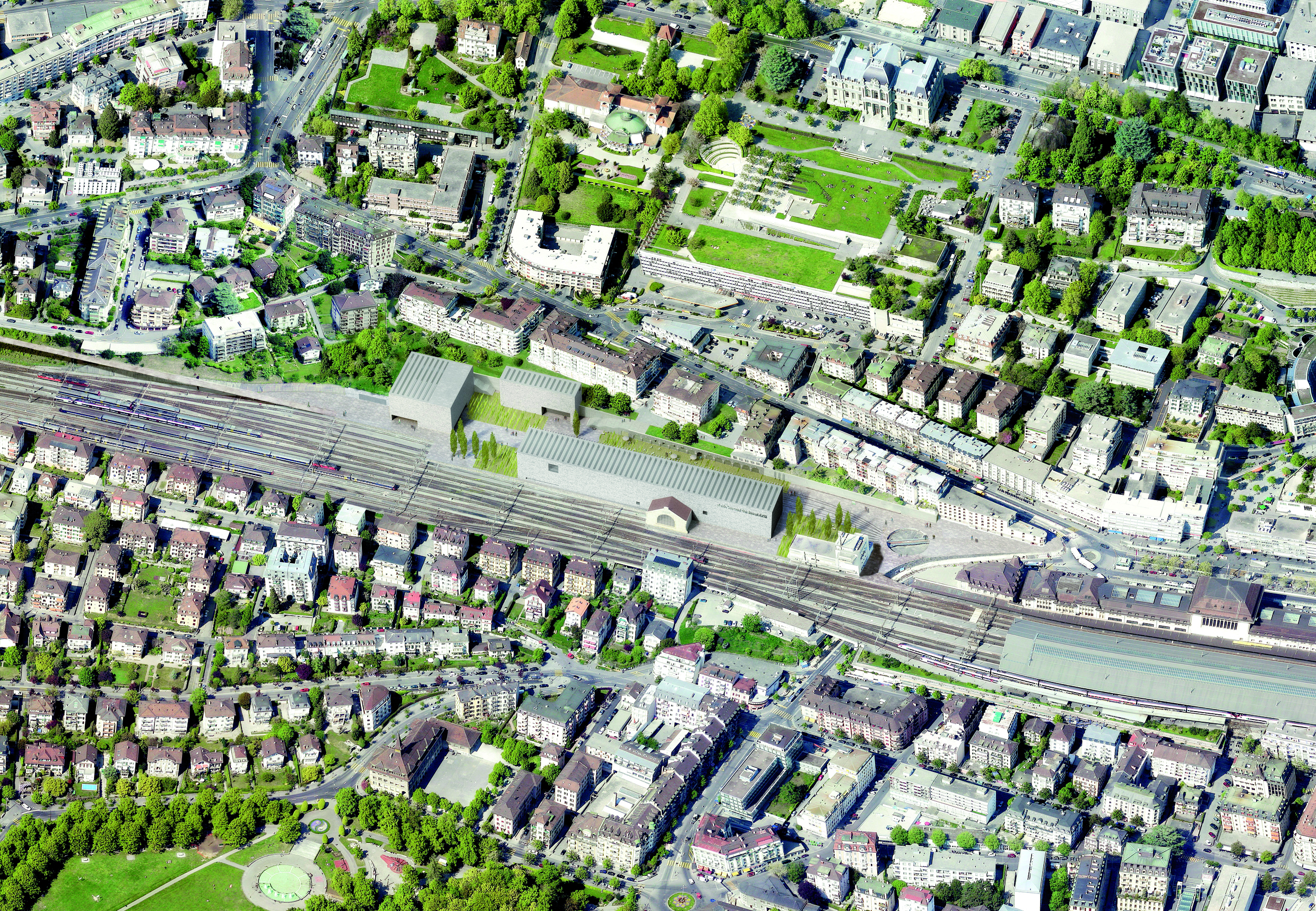 Vue aérienne du site