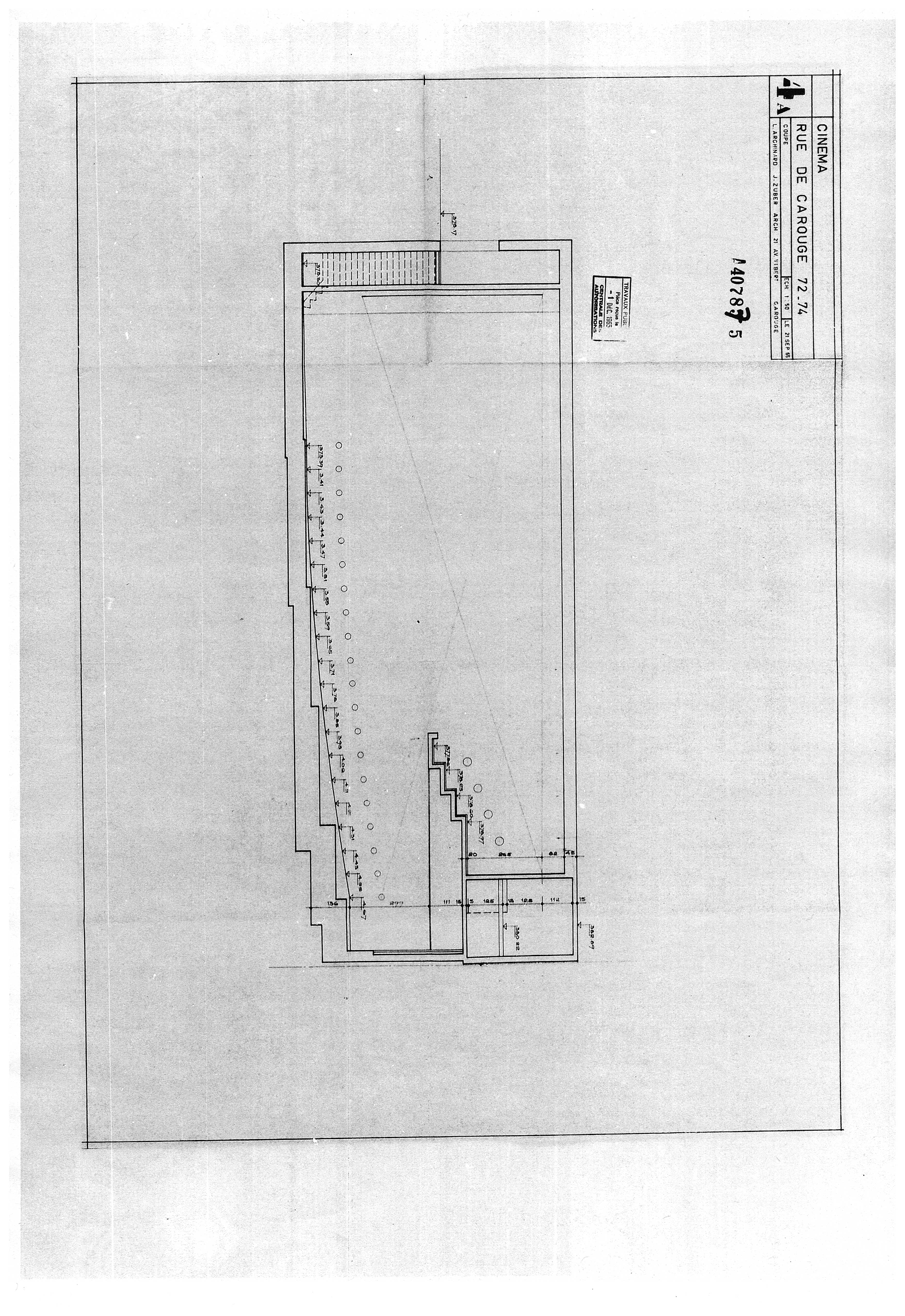 Coupe du Cinérama Empire datant de 1965, par ses architectes Jean Zuber et Lucien Archinard