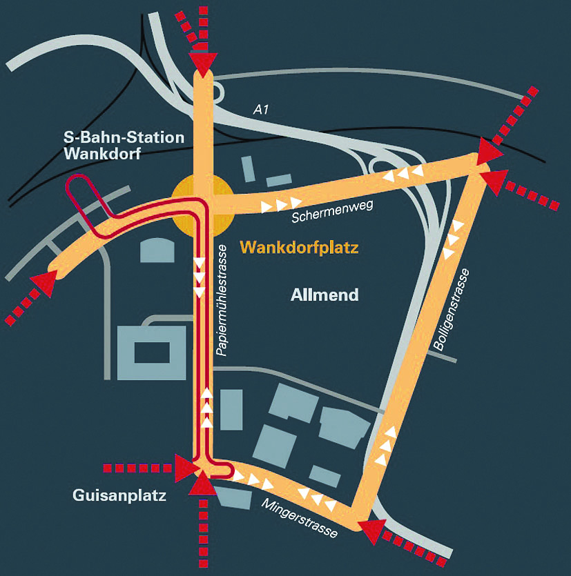 Im Viereck um die Grosse Allmend muss der Verkehr fliessen, um Ausweichverkehr in die Quartiere zu verhindern
