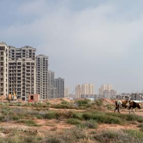 Apocalyptic Sublime, Chine, 2014 / Ibai Rigby La région d’Ordos est riche en ressources naturelles, l’eau exceptée. Si sa capitale, Dongsheng, venait à s’étendre du fait de l’exode rural, cela devrait être dans un endroit où l’accès à l’eau serait plus facile à assurer. Or le nouveau quartier de Kangbashi a été planifié entre trois réservoirs d’eau. Les nouveaux quartiers résidentiels qui se répandent comme des taches d’huile dans le paysage restent inhabités. De nombreux cit Apocalyptic Sublime, Chine, 2014 / Ibai Rigby La région d’Ordos est riche en ressources naturelles, l’eau exceptée. Si sa capitale, Dongsheng, venait à s’étendre du fait de l’exode rural, cela devrait être dans un endroit où l’accès à l’eau serait plus facile à assurer. Or le nouveau quartier de Kangbashi a été planifié entre trois réservoirs d’eau. Les nouveaux quartiers résidentiels qui se répandent comme des taches d’huile dans le paysage restent inhabités. De nombreux cit