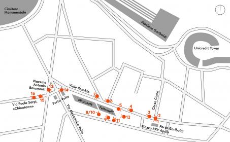 Übersichtsplan zum Spaziergang durch die Innenstadt von Mailand. Übersichtsplan zum Spaziergang durch die Innenstadt von Mailand.