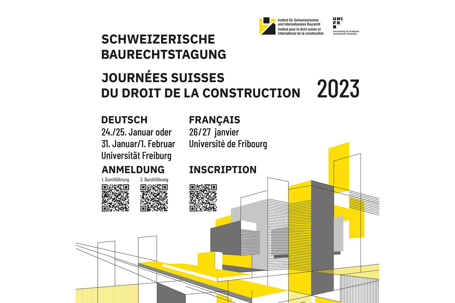 Schweizerische Baurechtstagung 2023, Freiburg/Fribourg, 24.-25.01., 31.01.-01.02., 26-27 janvier