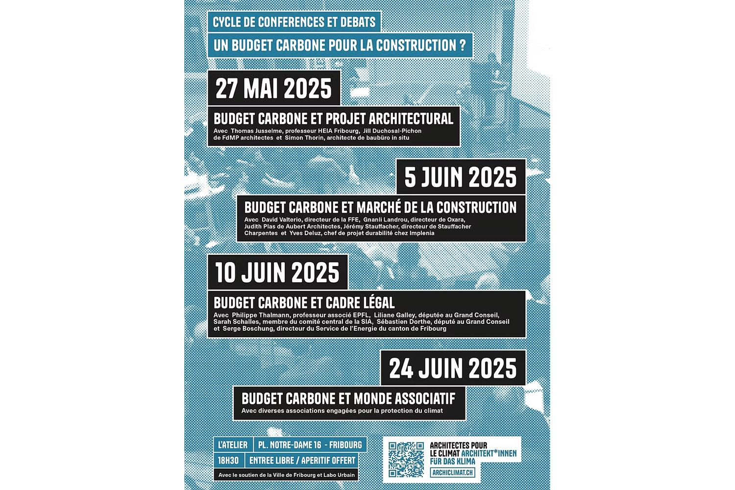 Cycle de conférences "Un budget carbone pour la construction ?", Fribourg, mai / juin 2025