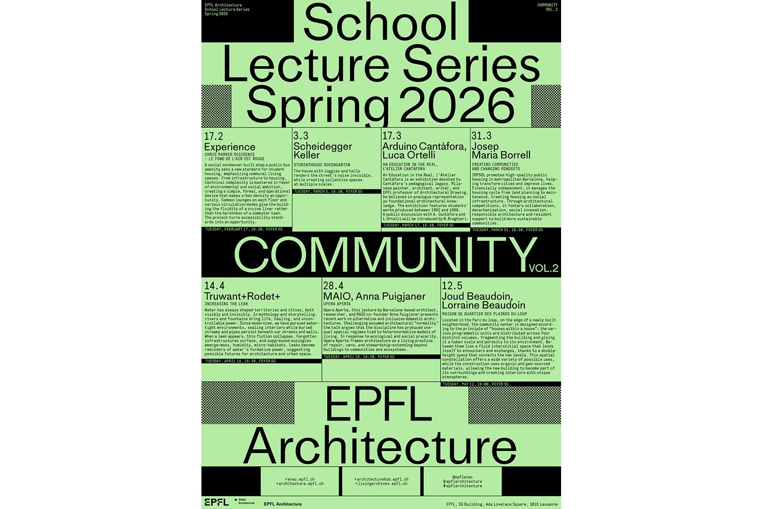 School Lecture Series COMMUNITY VOL.2, Lausanne, Spring 2026