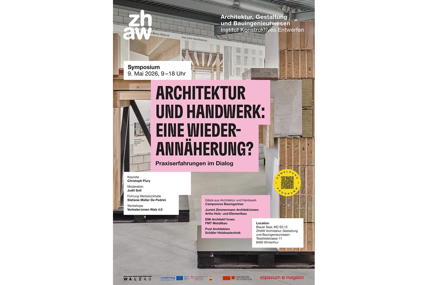 Architektur und Handwerk: Eine Wiederann&auml;herung? Praxiserfahrungen im Dialog, Winterthur, 9. Mai 2026