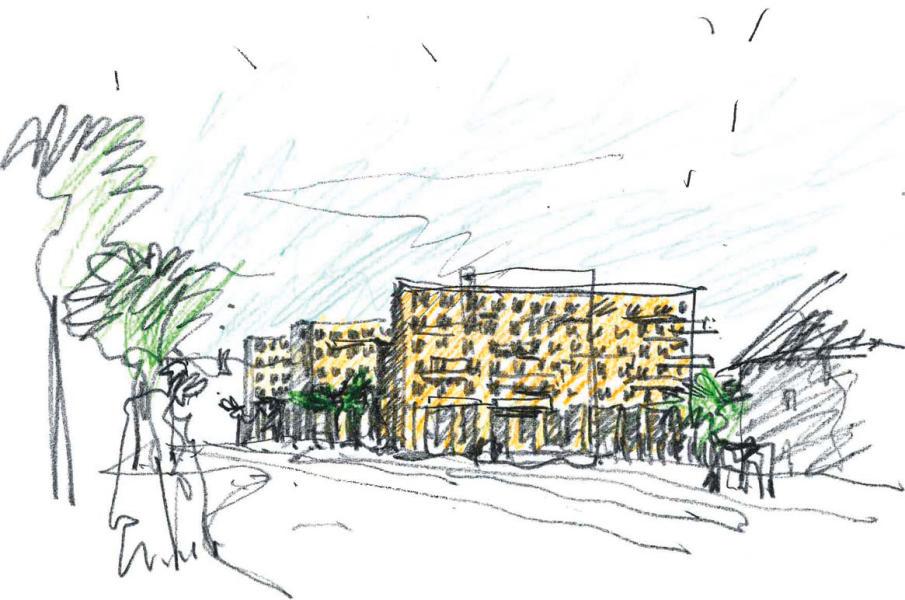 &laquo;Yona&raquo; (Pfister Schiess Tropeano&thinsp;&amp;&thinsp;Partner Architekten). (Skizze: Projektverfasser)